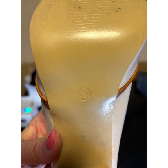 Vintage Style Unbranded Beige Brown Block Heel Pumps Sz 8 - Picture 8 of 10